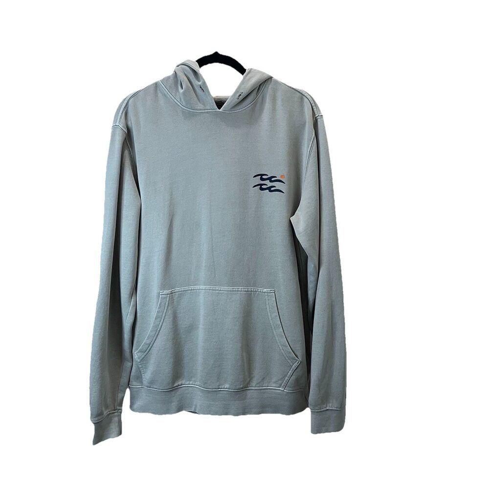 Billabong Beige Surf Navy Logo Beach Graphic Pullover Hoodie Jacket Mens Size M